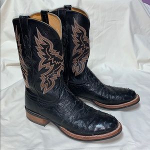 Lucchese 2000 Full Quill Ostritch Round Toe Boots